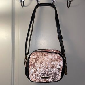 Madden Girl Pink Velvet Brass Studded Mini Crossbody Vegan Leather Bag